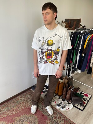 Space Jam Looney Tunes 1998 Warner Bros Vintage 90s Men's Cartoon Tee Size XL