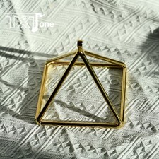TXTone 6" Crystal Singing Pyramid Golden Color Quartz With Case Meditation
