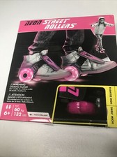 NEW Yvolution Neon Street Rollers Pink Light Up Wheels Adjustable Skates Clip On
