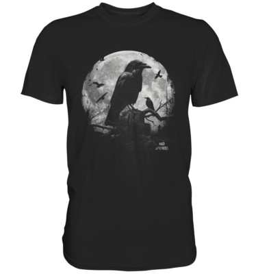Rabe Vollmond T-Shirt   Gothic Krähen Design Mystik Dark Aesthetic Damen Herren