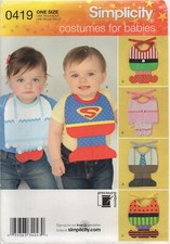Simplicity Sewing Pattern 0419 2066 Baby Bib Costumes Superman Elf Ballet New