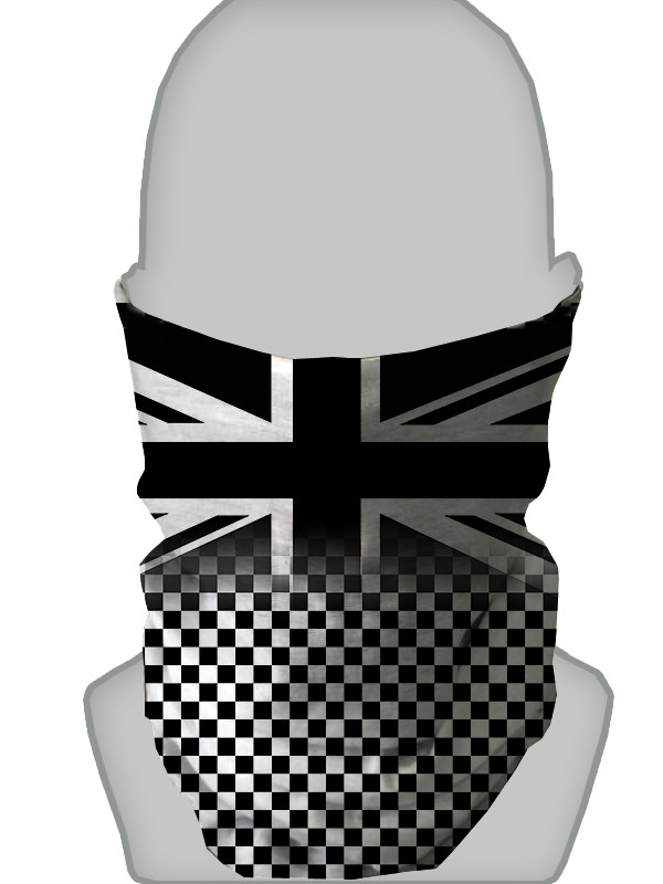 L&S Prints Black & White Union Jack Chequered Neck Tube – Facemask & Neck Warmer, UK Made