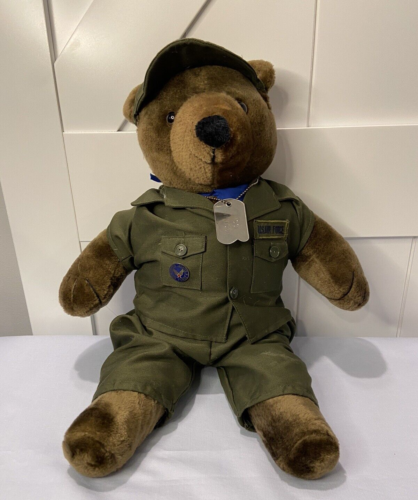US Air Force Brown Teddy Bear in Utility Uniform Plush Stuffed Animal 18 inches