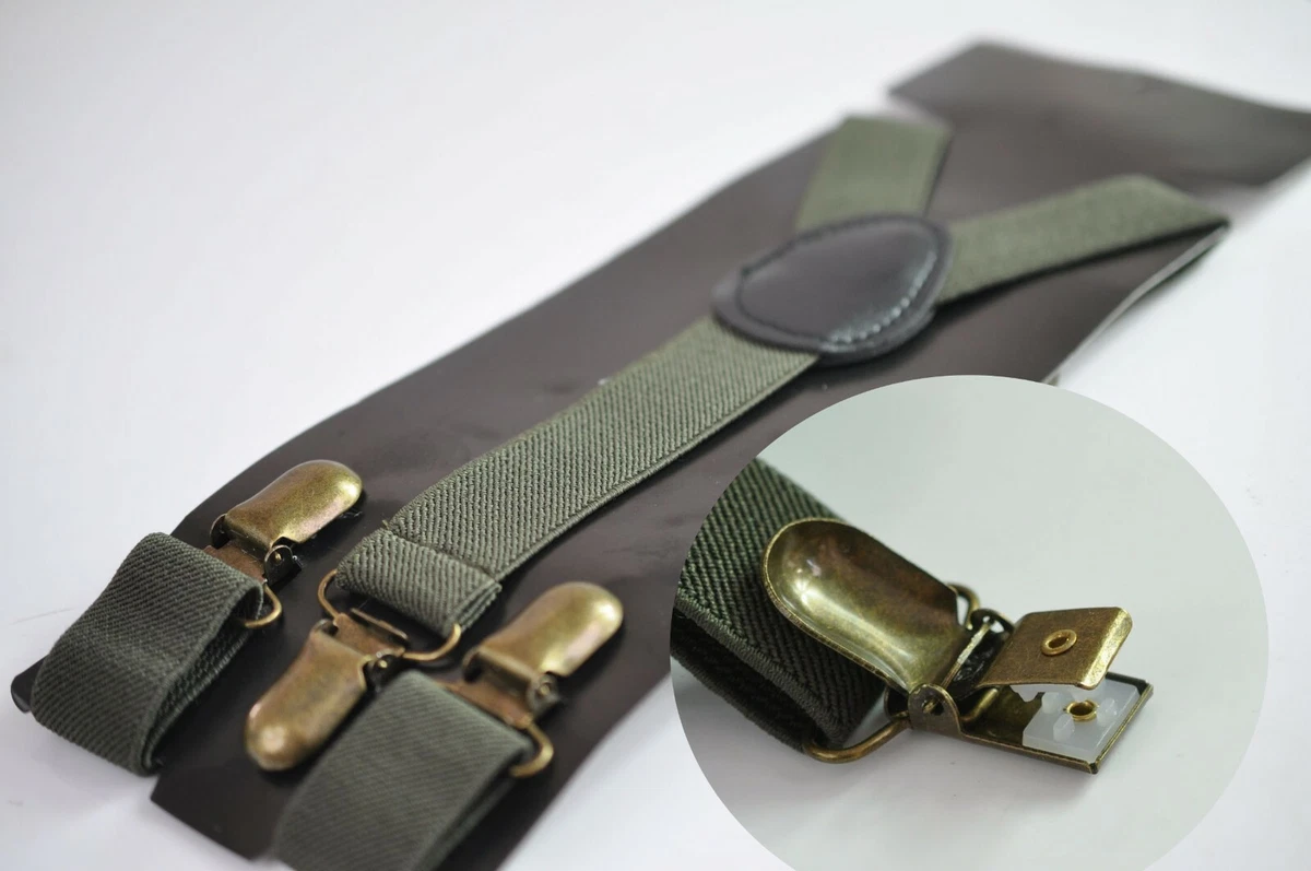 Mustard Yellow Elastic Suspenders (Braces) With Bronze Clips - Handmade In Australia