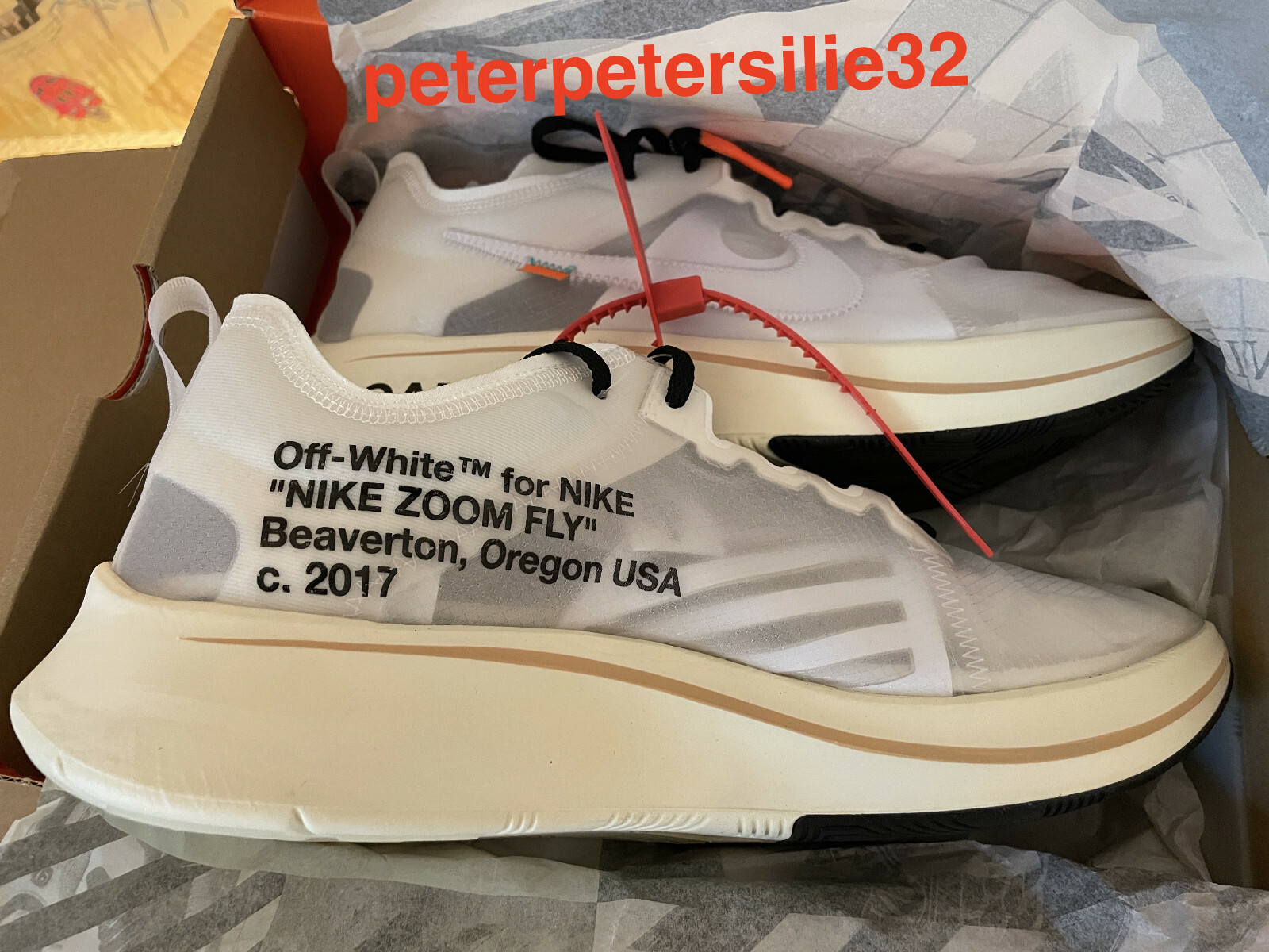 OFF WHITE X NIKE SUPER RARO Nike x Off bianco zoom fly the ten bianco 100% autentico eu46 us12 uk11