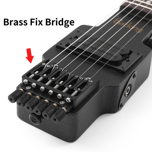 BatkingElectric TravelHeadless Guitar Tremolo Black Canadian MapleBody Push/Pull - Picture 6 of 13
