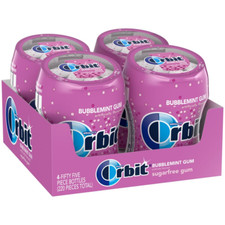 ORBIT Bubblemint Sugar Free Chewing Gum Bulk Pack, 55 Piece Bottle 4 Pack