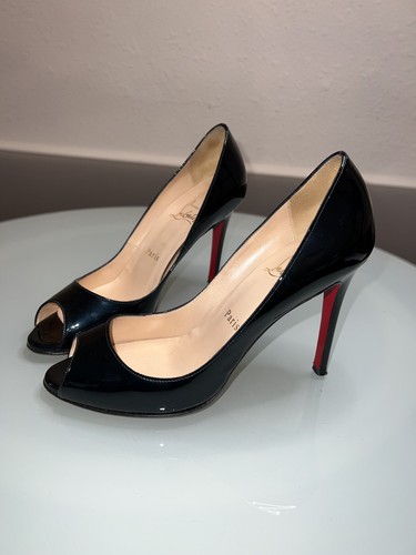 CHRISTIAN LOUBOUTIN Black Patent Leather Peep Toe Pumps -US 6.5 / EU 36.5 |  eBay