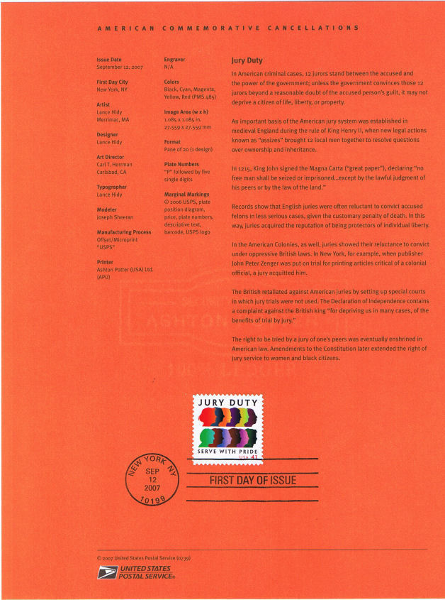jury( *´꒳`*) 0739 41c Jury Duty Stamp #4200 Souvenir Page | eBay