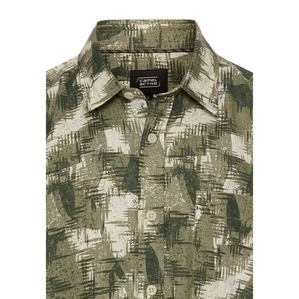 Camel active Camisa de Hombre Regular Fit Verde con Patrón 5S74 409274 34 Dusty - Imagen 3 de 4