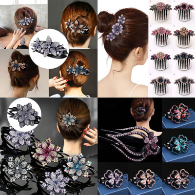 Mode Kristall Strass Haarspange Greifer Klemme Haarnadel Party Hochzeit 