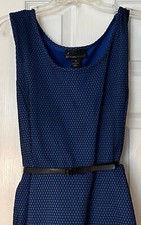 Lane Bryant Dress Women Size 26 Blue Black Fit and Flare Open Back Belted