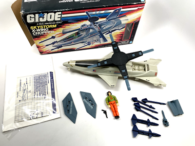 1988 GI JOE Skystorm X-Wing Chopper Vehicle Vintage Box, Figure