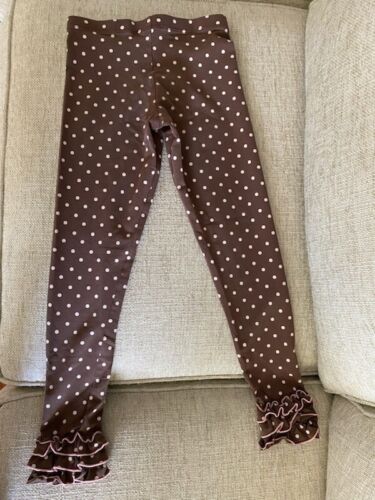 Size 12 Matilda Jane Heart to Heart Hazel Dot Brown Polka Dot Leggings - Picture 3 of 4