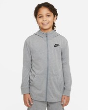 Medium   Nike Sportswear Older Kids Unisex Full-Zip Hoodie Grey Lighweight
