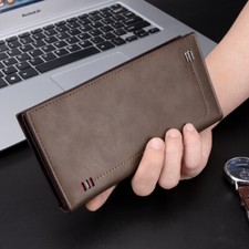 Mens Ultra Slim Thin Leather RFID Blk Credit Card Holder Bifold Clutch Wallet US