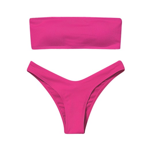 Womens Sexy Bikini High Waisted Tummy Control Soild Two Piece Swimsuit Swimwear - Picture 29 of 57