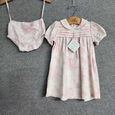 Emile Et Rose Baby Girl Dress Set Size 6-9 Months Hat Pink White Floral 74cm New