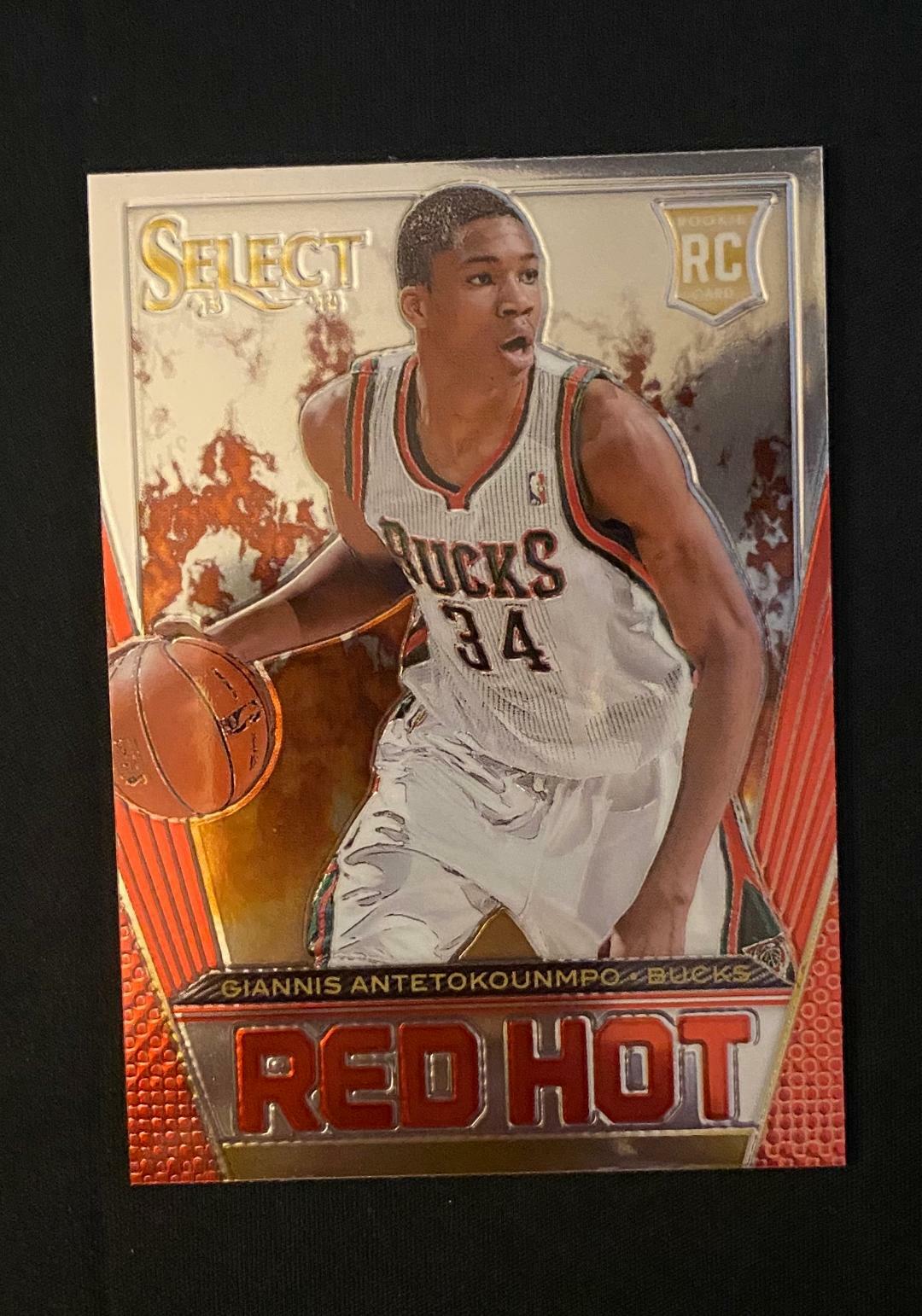 GIANNIS ANTETOKOUNMPO 2013-14 PANINI SELECT RED HOT RC VERY GRADE WORTHY CARD !
