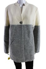 Saint James Womens Vassy Knit Color Block Jacket White Gray Size It 42