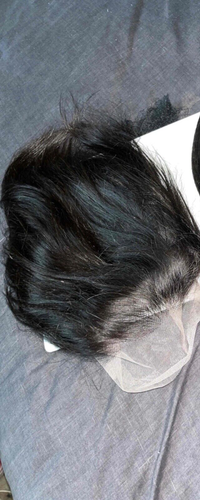 slicked- back layered black full lace straight European 100% human Hair remy Wig - Picture 3 of 3