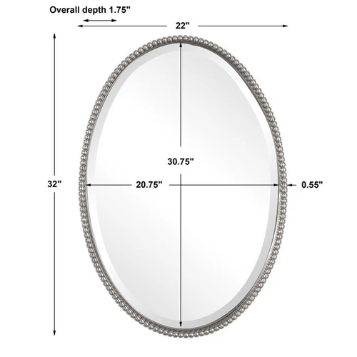 Uttermost Sherise Oval Glass and Metal Wall Mirror in Brushed Nickel - Picture 7 of 7