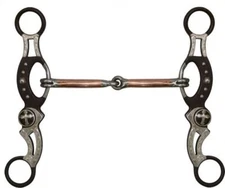 Showman 5" Brown Steel Engraved Snaffle Bit