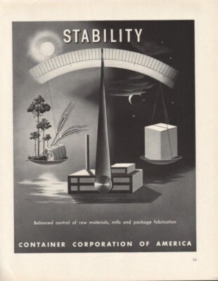 1938 CONTAINER CORP AMERICA CARDBOARD PACKAGING MODERN ZEPF ARTIST AD 9188