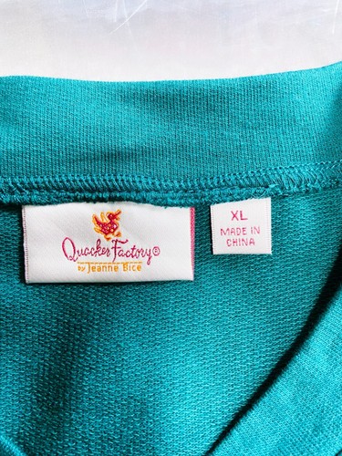 Quacker Factory By Jeanne Bice Womens Full Zip Sweatshirt Size XL Green Sequin - Picture 6 of 9