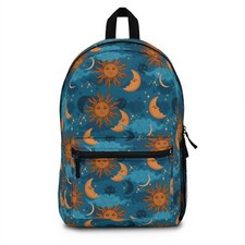 Blue Sun Moon Travel Backpack, Galaxy Celestial Laptop School Books Bag