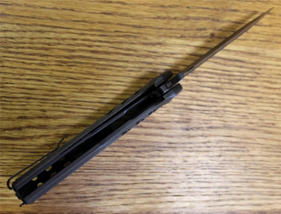 NEW Brous Blades STRIFE Flipper Knife BLACK D2 Carbon Fiber 1000 Made CHOICE S/N - Image 3 of 4