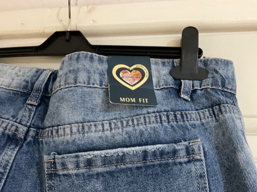New Monday Premium Lagenlook Blue Distressed Mom Fit Jeans - Size XL BNWT - Picture 10 of 13