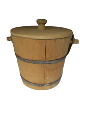 Basketville Vintage Firkin Sugar Bucket - Pine with Metal Hoops