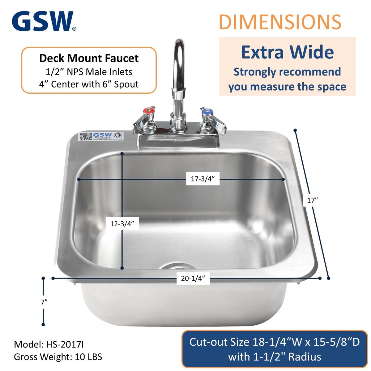 GSW HS-2017I Extra Wide 20
