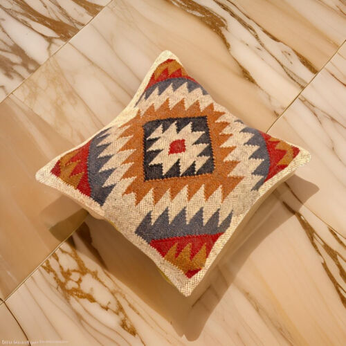 IndianHandmade 04 PC Set Wool Jute Pillow Cushion Cover Kilim Pillowcases Cover - Picture 2 of 5