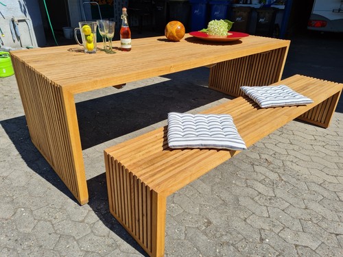 Massivholztisch und Massivholzbank - Bild 4 von 10