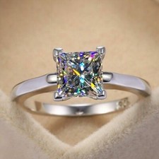 2.00 Ctw Moissanite Solitaire Women's Engagement Wedding Ring Sterling Silver