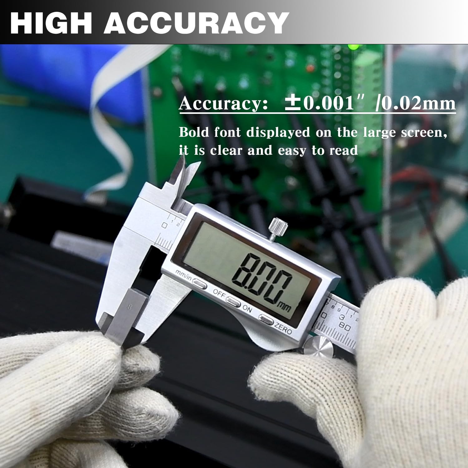 Digital Caliper Stainless Steel Electronic Vernier with LCD Screen 6in 150mm