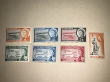 Barbados- 1958-61. 7 X Mint Hinged British Colonial Stamps. Lot 05