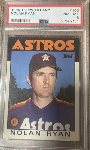 PSA 8 1986 TOPPS TIFFANY #100 NOLAN RYAN HOF