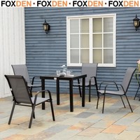 Set of 4 Stackable Garden Dining Chairs with Armrests Outdoor Furniture Seating