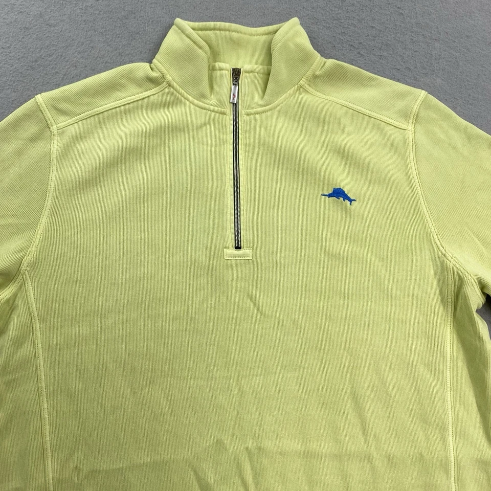 Camisa Tommy Bahama Para Hombres Grande Amarilla 1/4 Cremallera Sudadera Antiqua Cove Relax Foto 2 de 4