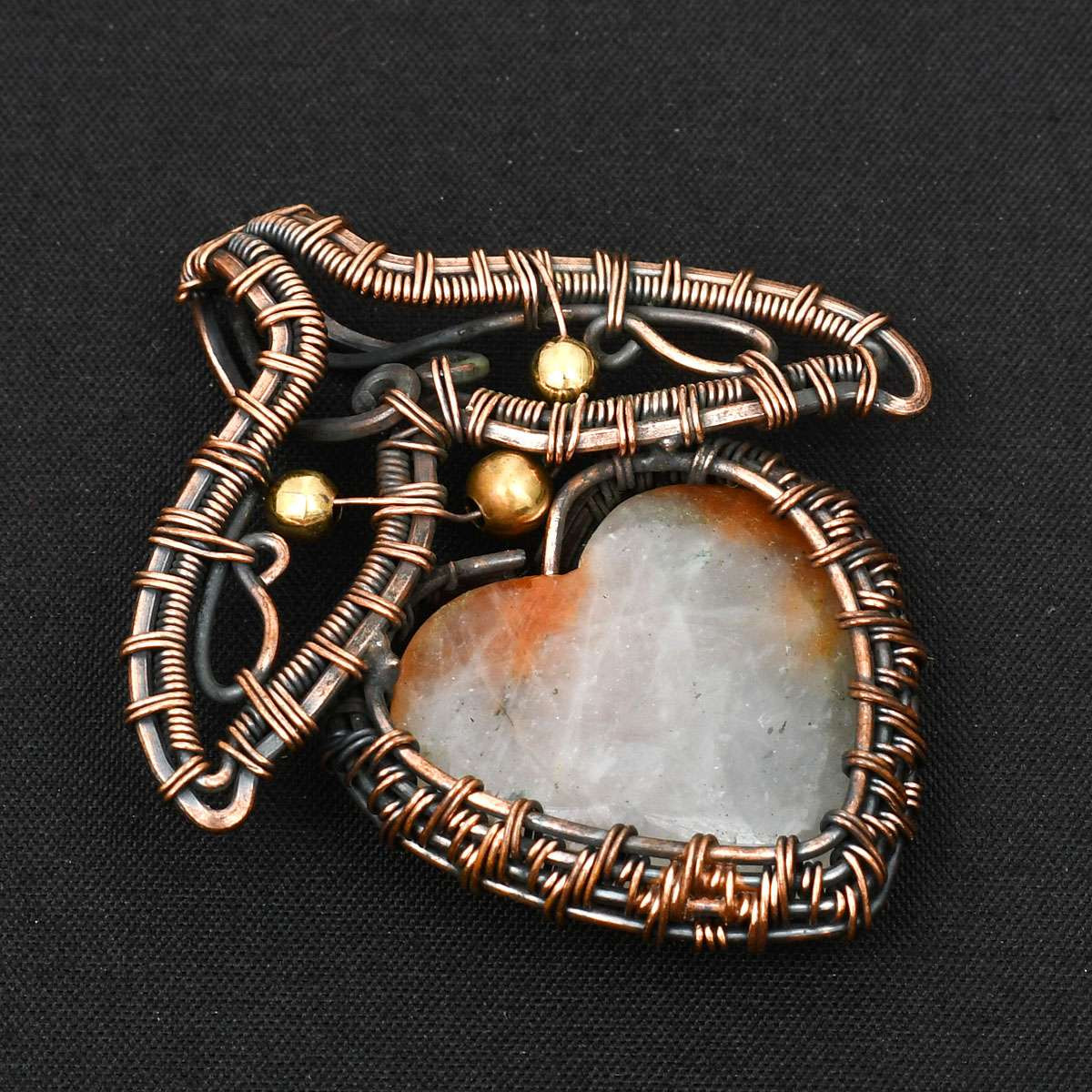 Agate Gemstone Ethnic Handmade Copper Wire Pendant Jewelry Gift 2.2
