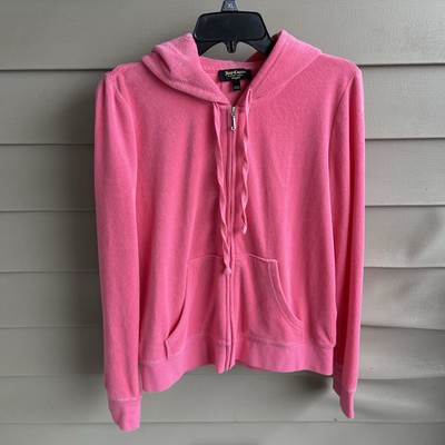 Juicy Couture Pink Hoodie Jacket Full Zip Size L 90's Y2K VTG