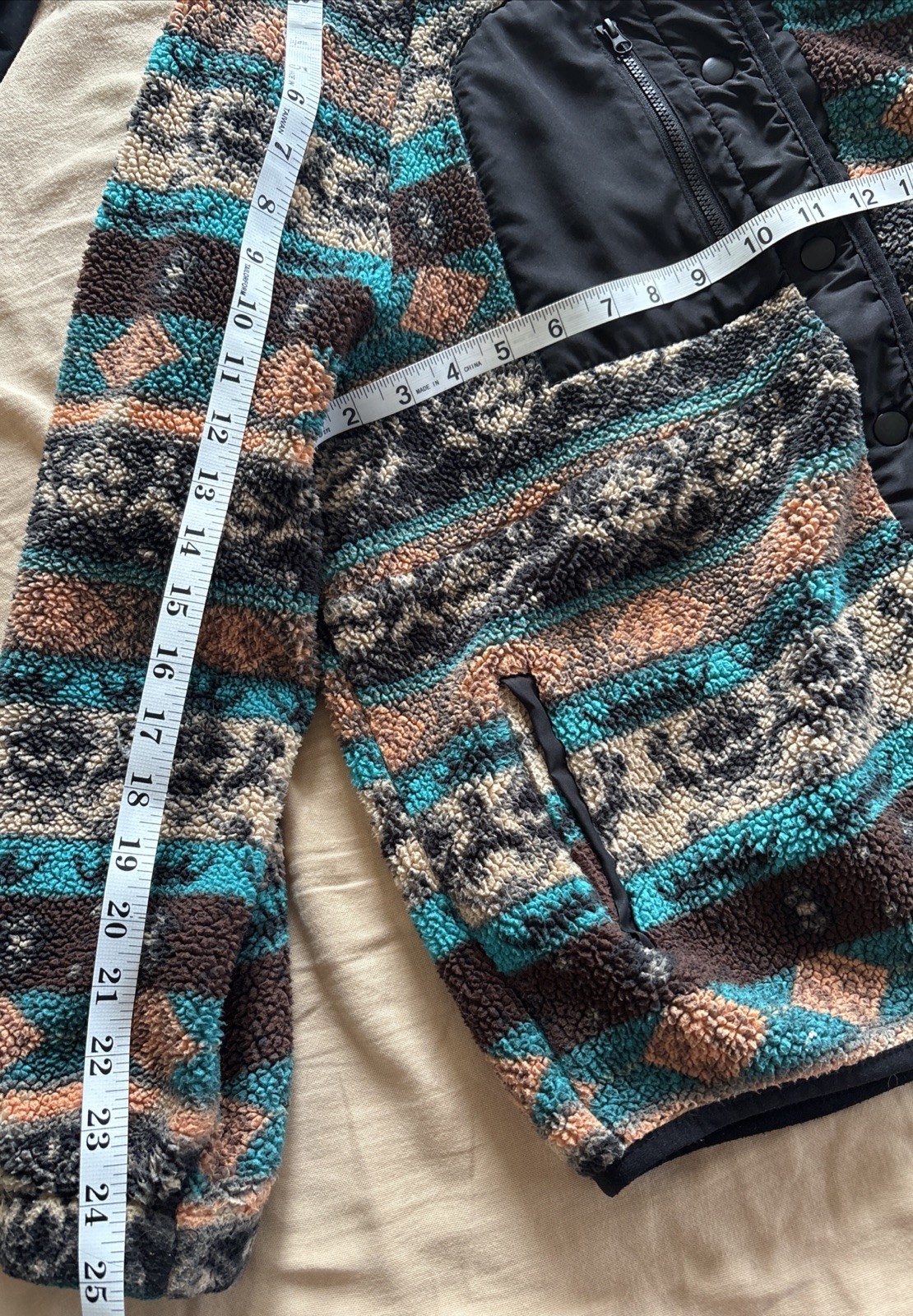 MULTI PATTERNED Aztec Design PLUSH ZIP UP JACKET … - image 8