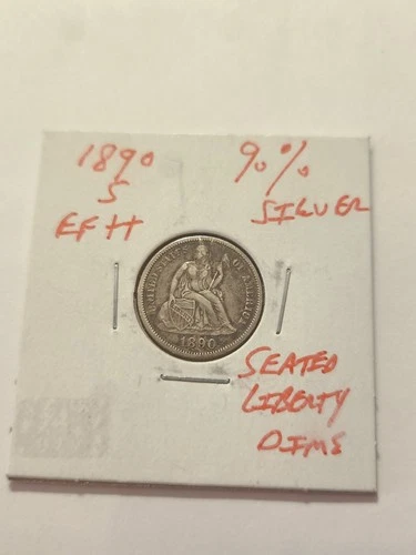 1890 S EF+ Seated Liberty Dime Rare 90% Silver