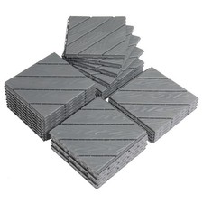 Plastic Interlocking Deck Tiles 27PCS, 12"x12" Waterproof Outdoor Flooring