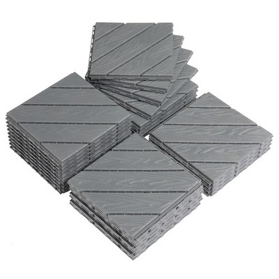 Plastic Interlocking Deck Tiles 27PCS, 12''x12'' Waterproof Outdoor Flooring