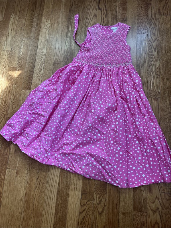 Girls Dress Pink Smocked Tie Back Sleeveless Size 7