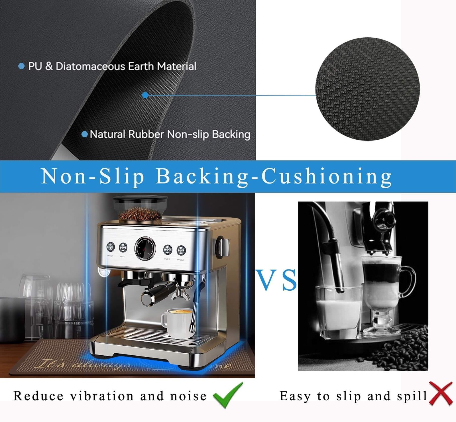 Coffee Mat for Countertops Coffee Bar Accessories Fit Under Coffee Maker Espr